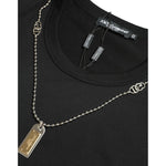 Dolce & Gabbana Black Cotton Dog Tag Round Neck T-shirt TSH84636-52