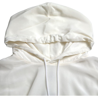 Dolce & Gabbana White Floral Print Hooded Pullover Sweater