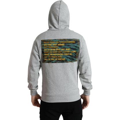 Dolce & Gabbana Gray Cotton Logo Hooded Sweatshirt Sweater