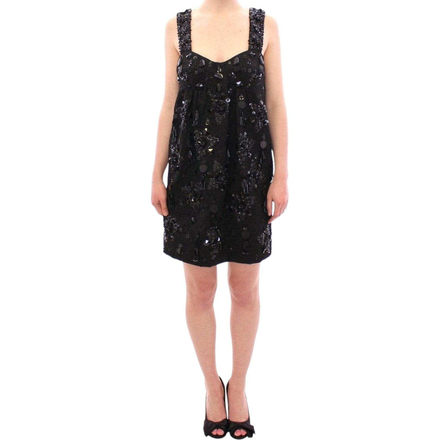 Dolce & Gabbana Black floral crystal embedded dress