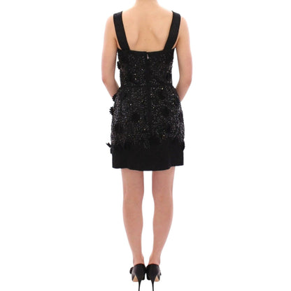Dolce & Gabbana Black floral crystal embedded dress