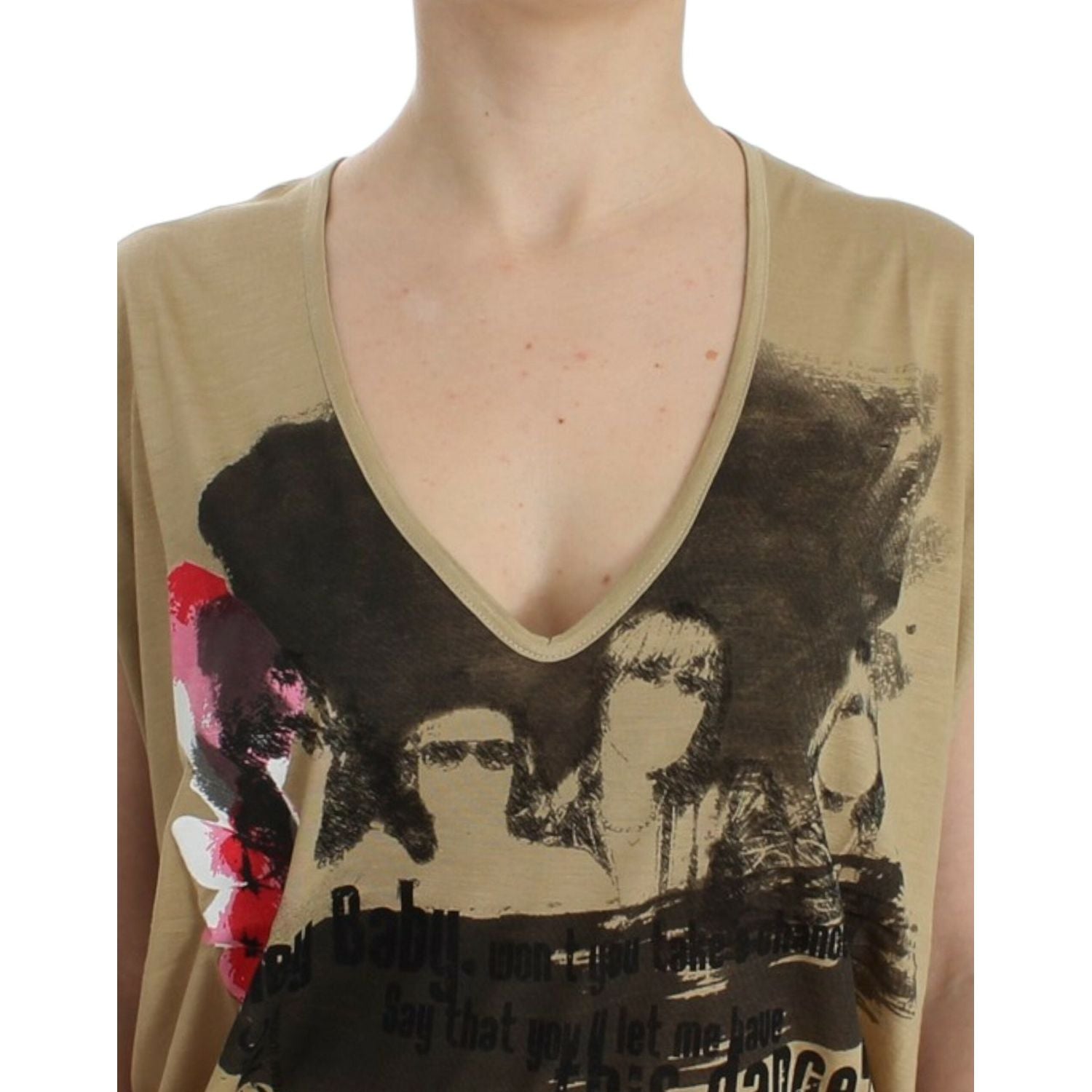 Costume National Beige motive print t-shirt