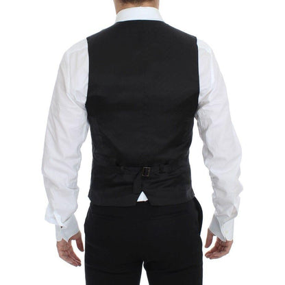 Dolce & Gabbana Black Striped Stretch Dress Vest Gilet