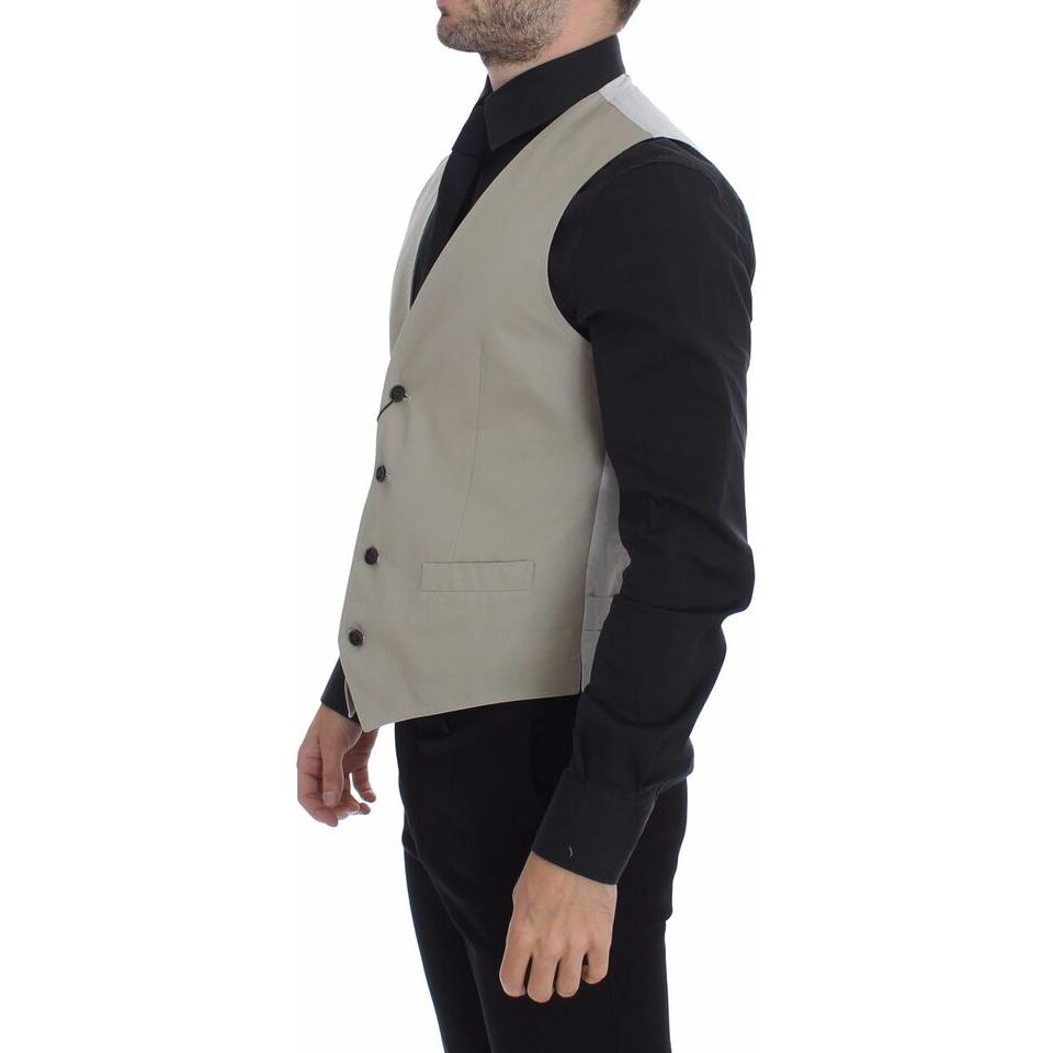 Dolce & Gabbana Beige Silk Blend Dress Formal Vest Gilet