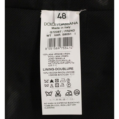 Dolce & Gabbana Black Striped Wool Single Breasted Vest