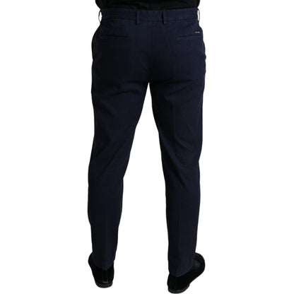 Dolce & Gabbana Dark Blue Cotton Stretch Slim Fit Dress Pants