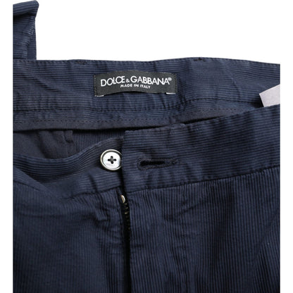 Dolce & Gabbana Dark Blue Cotton Stretch Slim Fit Dress Pants