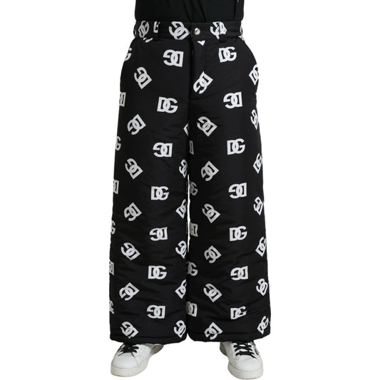 Dolce & Gabbana Black Logo DG Print Wide Leg Pants