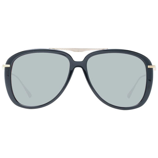 Scotch & Soda black aviator sunglasses for men with full-rim metal and plastic frame, grey lenses, and UVA/UVB protection.