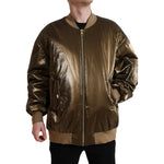 Dolce & Gabbana Elegant Bronze Bomber Jacket Dolce & Gabbana Dark Slate Gray