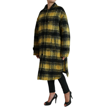 Dolce & Gabbana Yellow Plaid Long Sleeve Casual Coat Jacket 1728,67345645728,Clothing,Dolce & Gabbana,IT40|S,Jackets & Coats - Clothing,Jackets & Coats - Women - Clothing,Material: 27% Angora 26% Polyester Film Fiber 21% Wool 10% Nylon 8% Virgin Wool 8% M