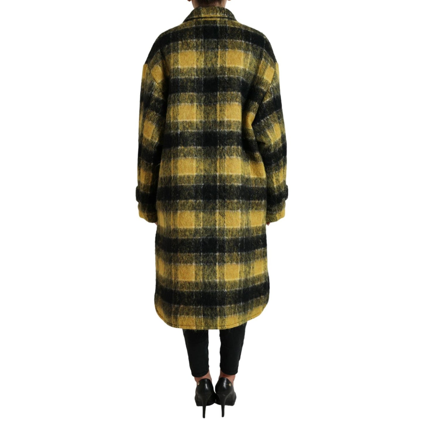 Dolce & Gabbana Yellow Plaid Long Sleeve Casual Coat Jacket 1728,67345645728,Clothing,Dolce & Gabbana,IT40|S,Jackets & Coats - Clothing,Jackets & Coats - Women - Clothing,Material: 27% Angora 26% Polyester Film Fiber 21% Wool 10% Nylon 8% Virgin Wool 8% M