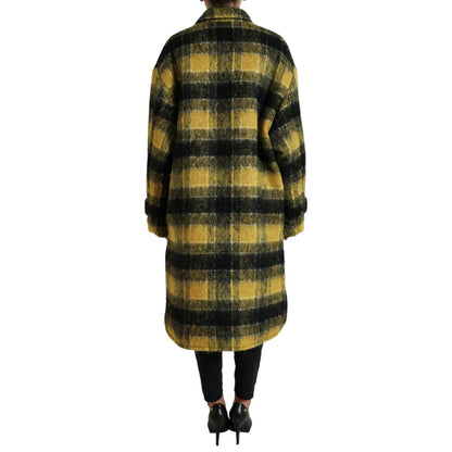 Dolce & Gabbana Yellow Plaid Long Sleeve Casual Coat Jacket 1728,67345645728,Clothing,Dolce & Gabbana,IT40|S,Jackets & Coats - Clothing,Jackets & Coats - Women - Clothing,Material: 27% Angora 26% Polyester Film Fiber 21% Wool 10% Nylon 8% Virgin Wool 8% M