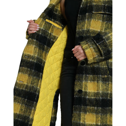 Dolce & Gabbana Yellow Plaid Long Sleeve Casual Coat Jacket 1728,67345645728,Clothing,Dolce & Gabbana,IT40|S,Jackets & Coats - Clothing,Jackets & Coats - Women - Clothing,Material: 27% Angora 26% Polyester Film Fiber 21% Wool 10% Nylon 8% Virgin Wool 8% M