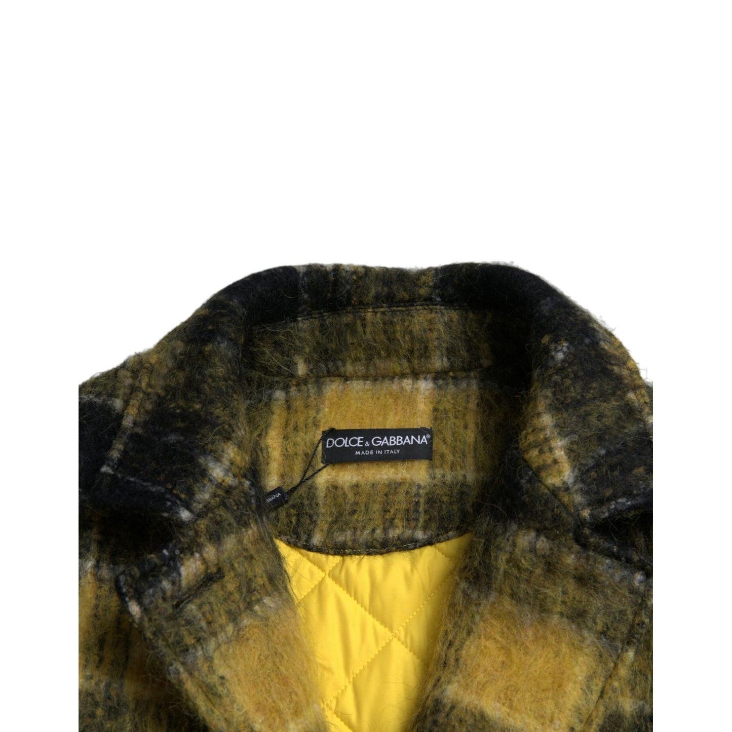 Dolce & Gabbana Yellow Plaid Long Sleeve Casual Coat Jacket 1728,67345645728,Clothing,Dolce & Gabbana,IT40|S,Jackets & Coats - Clothing,Jackets & Coats - Women - Clothing,Material: 27% Angora 26% Polyester Film Fiber 21% Wool 10% Nylon 8% Virgin Wool 8% M