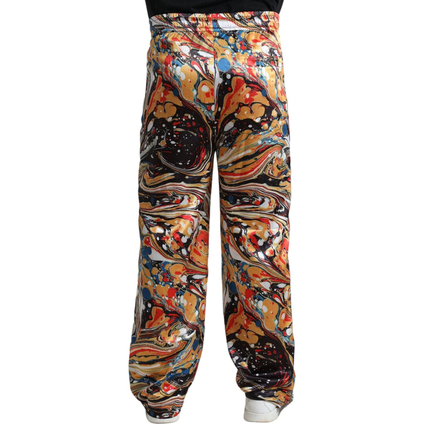 Dolce & Gabbana Multicolor Marble Print Satin Pants