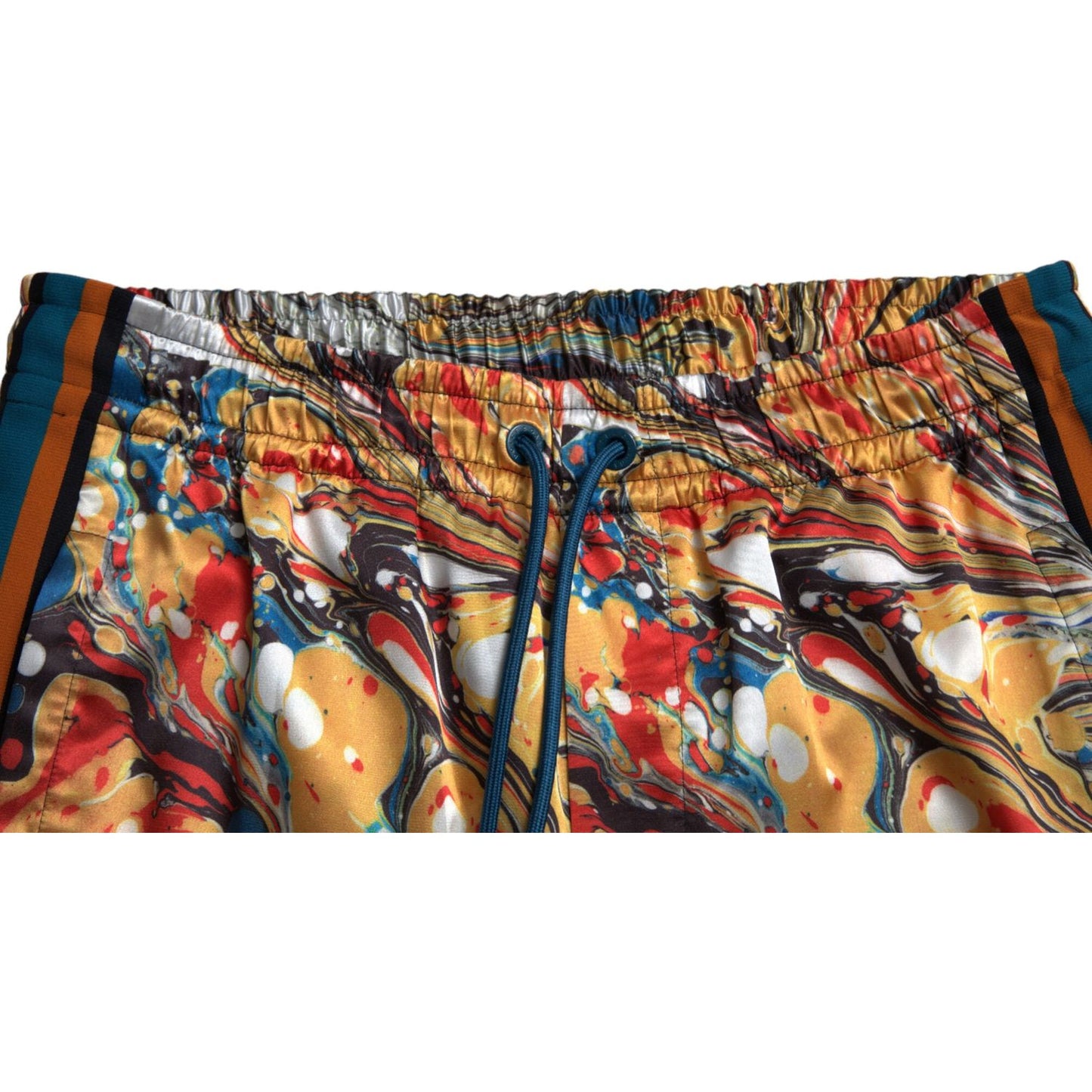 Dolce & Gabbana Multicolor Marble Print Satin Pants