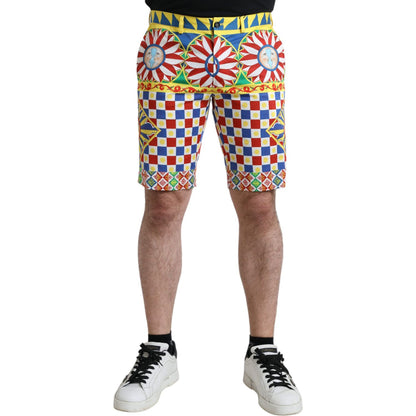 Dolce & Gabbana Multicolor Carretto Print Men Bermuda Shorts