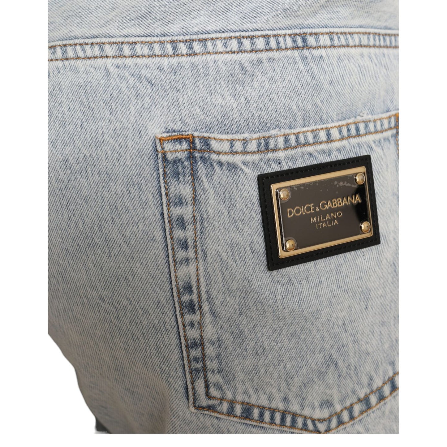 Dolce & Gabbana Multicolor Floral Print Denim Bermuda Shorts