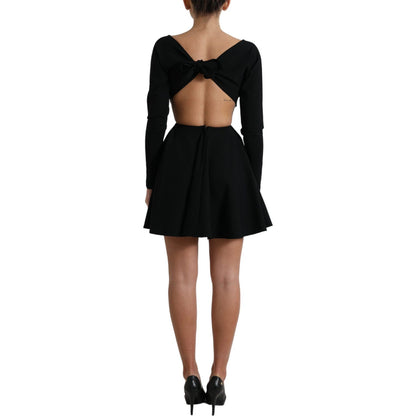 Dolce & Gabbana Black Viscose Cut Out A-line Long Sleeves Mini Dress