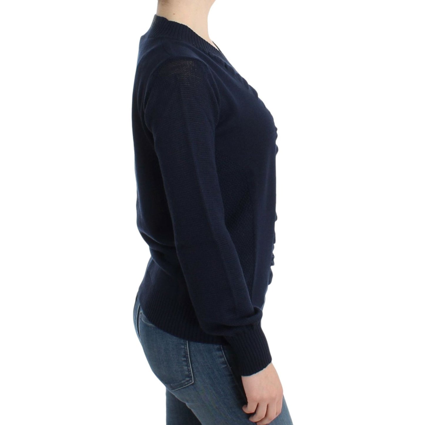 Costume National Dark blue V-neck wool sweater