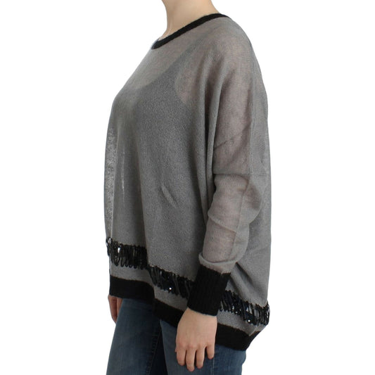 Costume National Gray embellished asymmetric sweater SIG12049-1