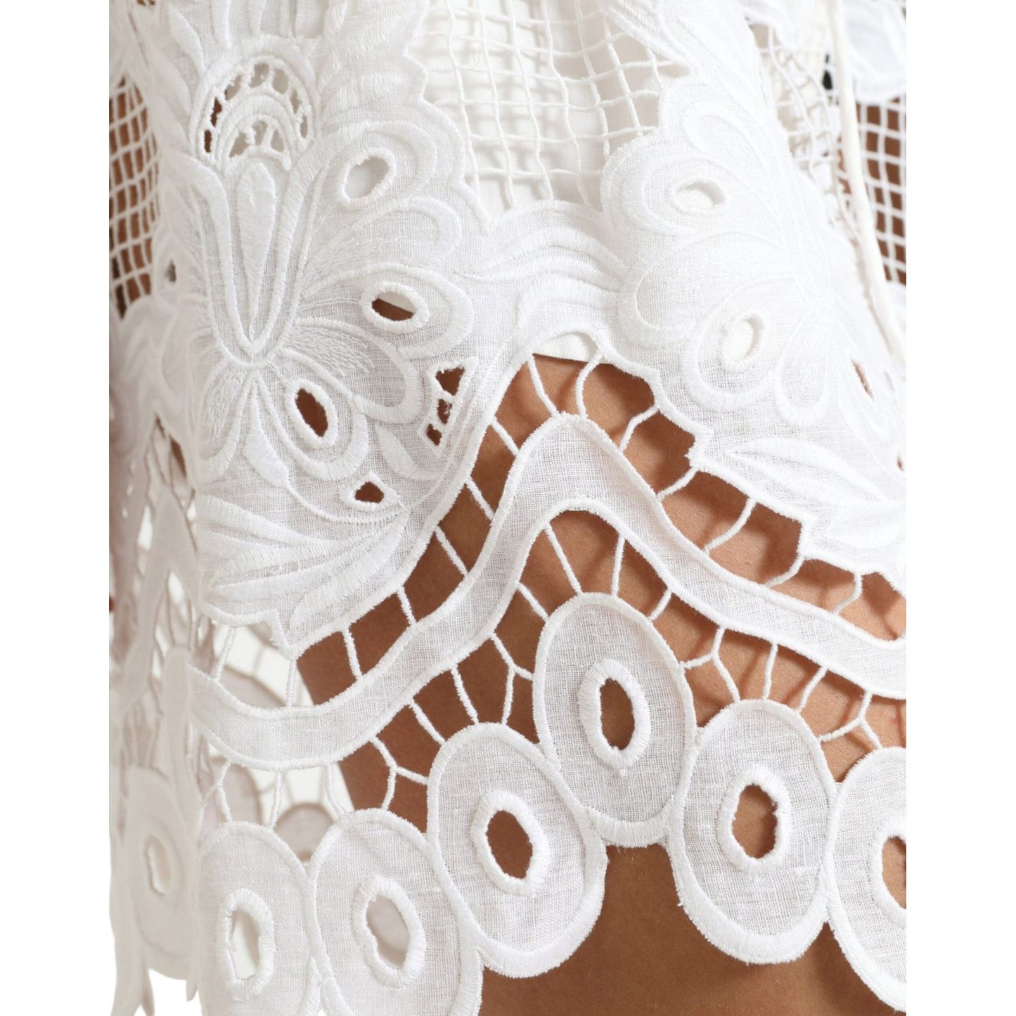Dolce & Gabbana White Cotton Cutout High Waist Bermuda Shorts PAN74892-40