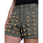 Dolce & Gabbana Green Embellished Cotton High Waist Hot Pants Shorts PAN74900-40