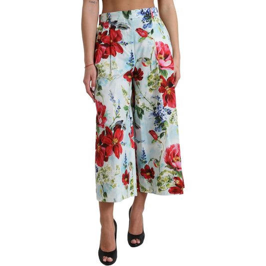 Dolce & Gabbana Floral High Waist Wide Leg Pants Dolce & Gabbana Dark Gray