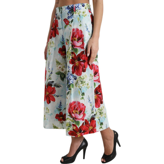 Dolce & Gabbana Floral High Waist Wide Leg Pants Dolce & Gabbana Dark Gray