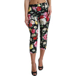 Dolce & Gabbana Elegant Floral Mid Waist Cropped Pants Dolce & Gabbana Dim Gray