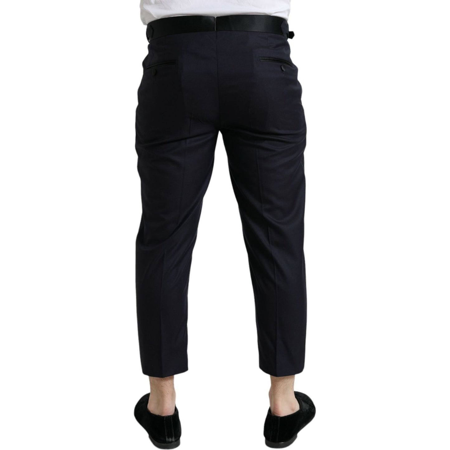 Dolce & Gabbana Blue Wool Cropped Tapered Pants
