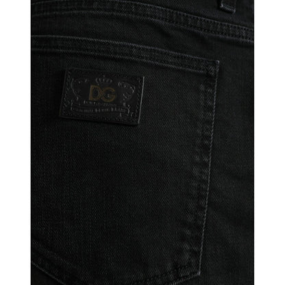 Dolce & Gabbana Black Cotton Stretch Bermuda Denim Shorts