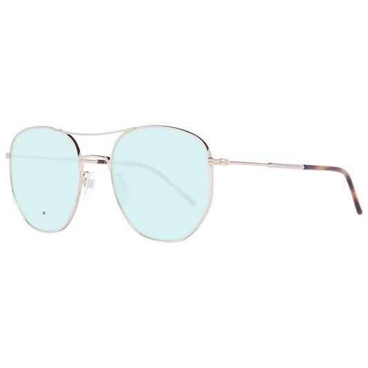 Tommy Hilfiger Rose Gold Unisex Aviator Sunglasses with Green Lenses, Full-Rim Metal Frame, 100% UVA & UVB Protection
