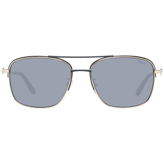 BMW gold aviator sunglasses for men with grey lenses, metal frame, full-rim, 100% UVA & UVB protection.