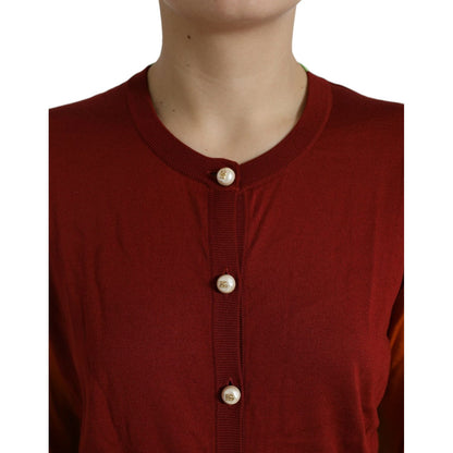 Dolce & Gabbana Multicolor Cardigan Color Block Silk Crewneck Sweater