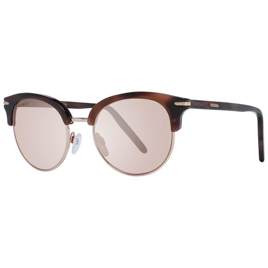 Serengeti Brown Women Sunglasses with round full-rim design, polarized lenses, acetate and metal frame, perfect UV protection.