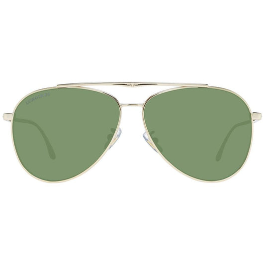 Longines Gold Men's Aviator Sunglasses with Green Lenses, Full-Rim Metal Frame, 100% UVA & UVB Protection, Size 59-12-135.