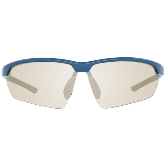 Timberland blue men's rectangle sunglasses with half-rim design, plastic frame, green lenses, UV protection, size 72-8-130.