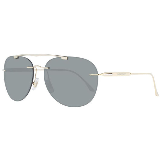 Longines Gold Men's Aviator Sunglasses with Grey Lenses and Rimless Design, Metal Frame, 100% UVA/UVB Protection