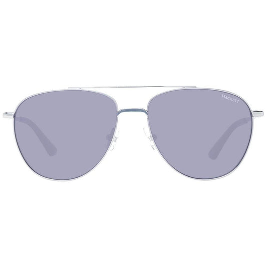 Hackett gray aviator men's sunglasses with stainless steel frame, full-rim design, and 100% UVA & UVB protection.