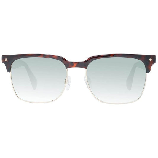 Ted Baker multicolor men's sunglasses with brown acetate & metal browline frame, green gradient lenses, full-rim style, 100% UV protection.