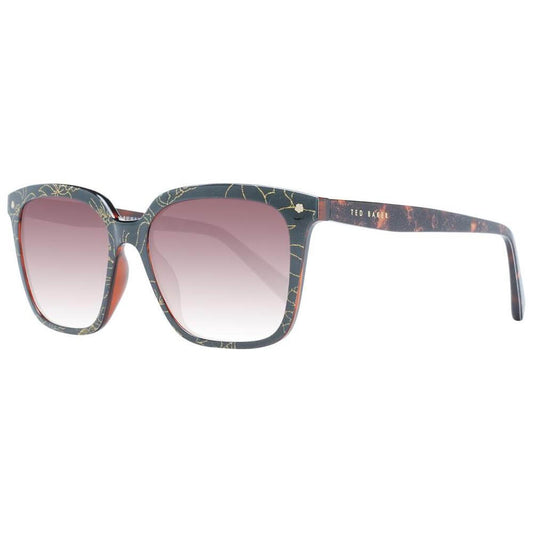 Ted Baker women's multicolor square sunglasses with gradient brown lenses, 100% UV protection, TR90 full-rim frame, size 53-16-140.