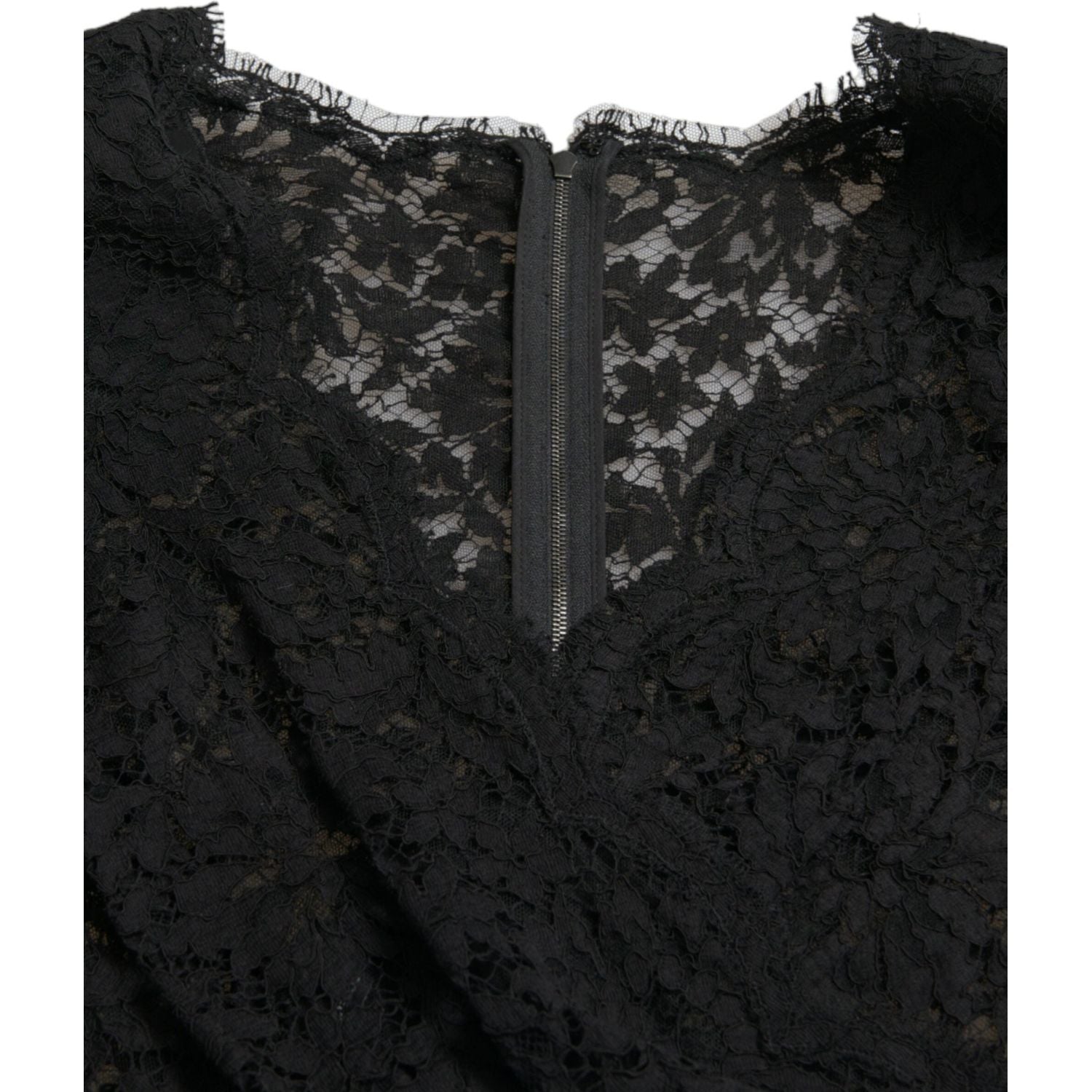 Dolce & Gabbana Black Bodycon Lace Cotton Sheath Mini Dress