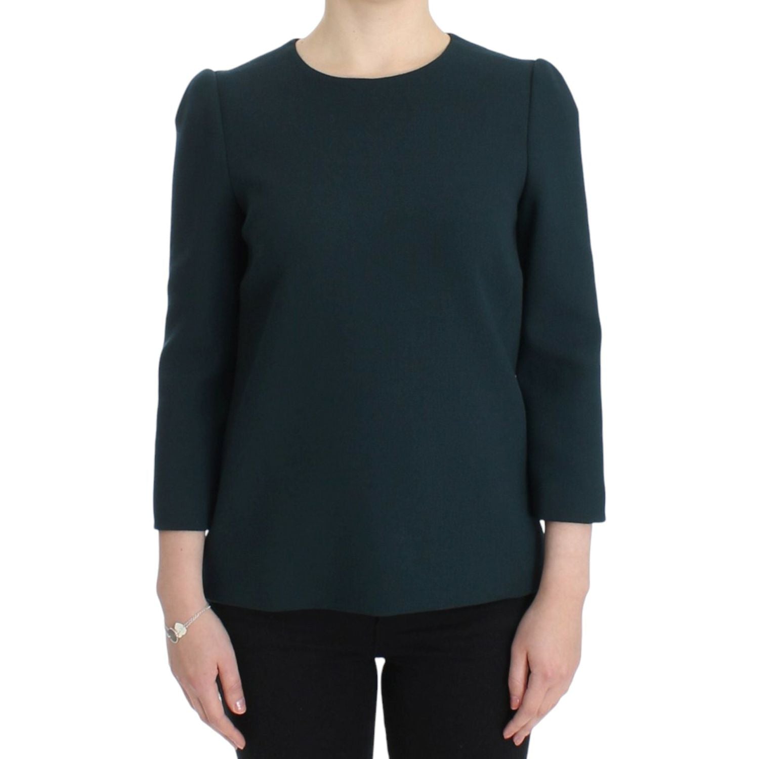 Dolce & Gabbana Green 3/4 sleeve wool blouse