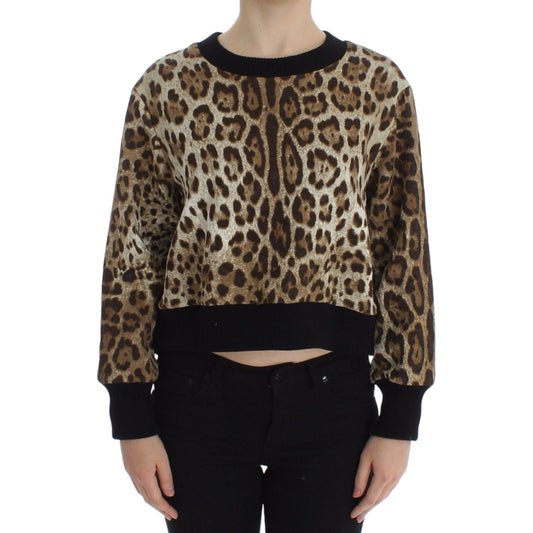 Dolce & Gabbana Leopard Print Crewneck Short Sweater