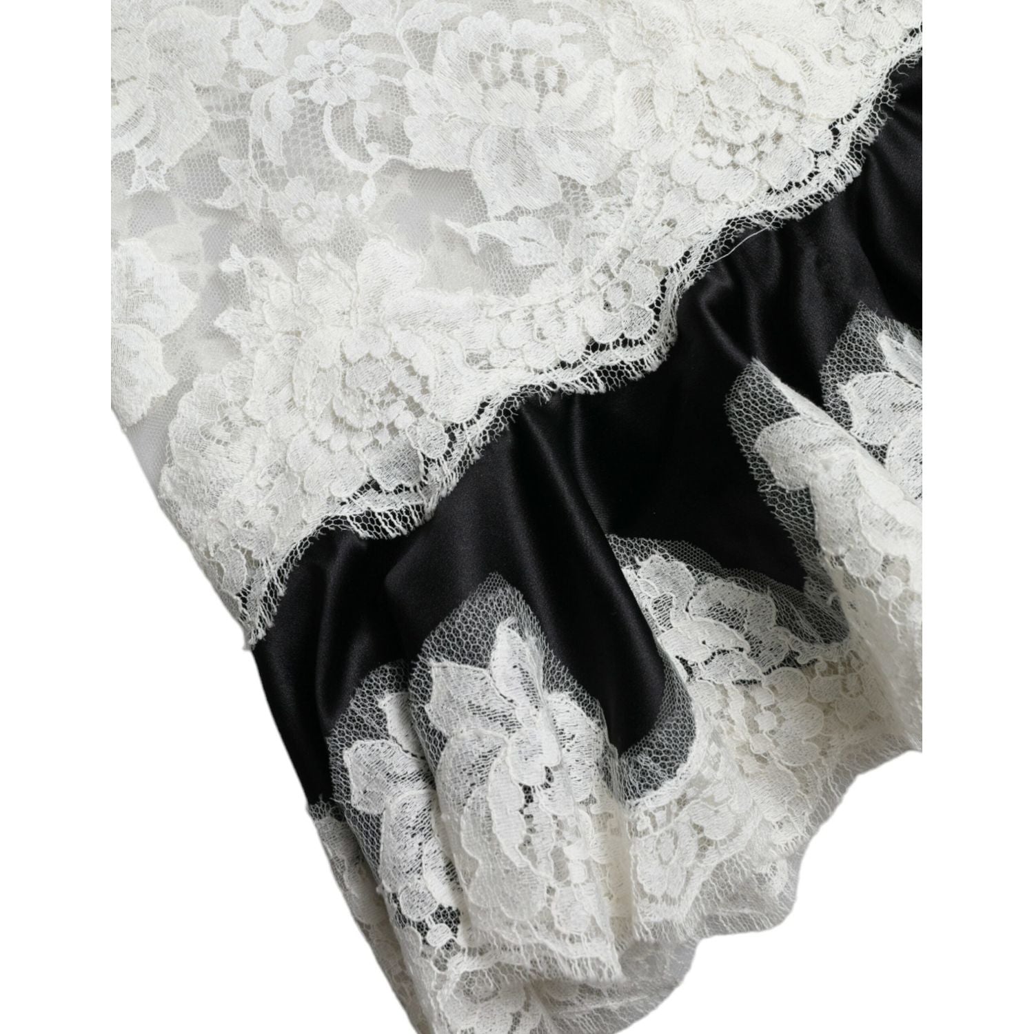 Dolce & Gabbana Black White Lace See Through A-Line Sleeveless Dress