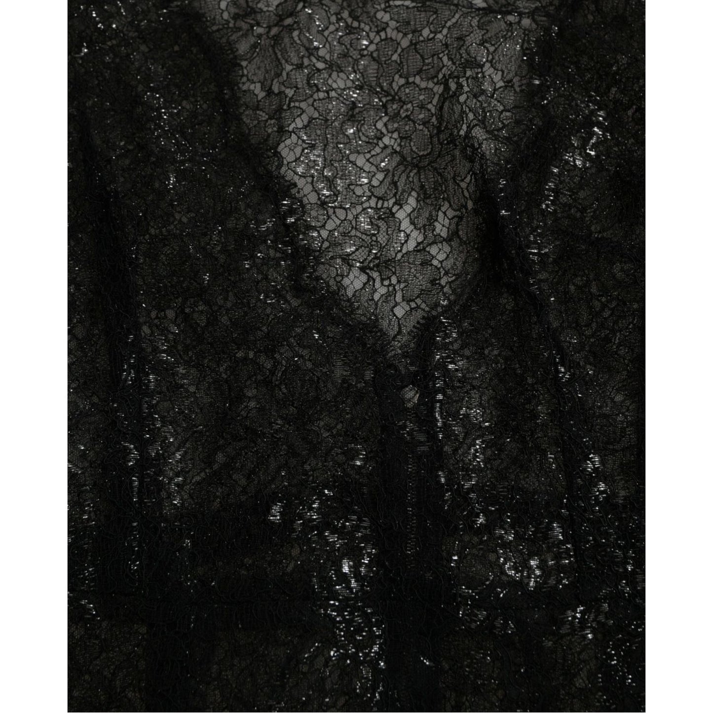 Dolce & Gabbana Black Floral Lace Sheer A-line Midi Dress