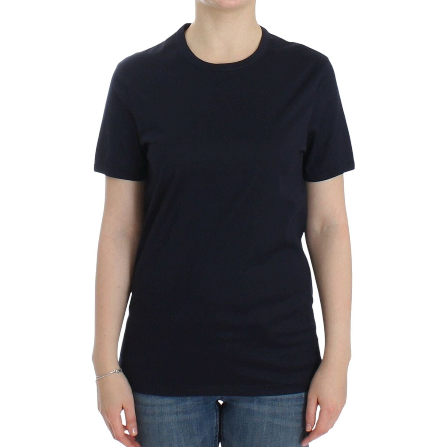 Ermanno Scervino Lingerie Blue Crewneck Cotton Logo T-shirt