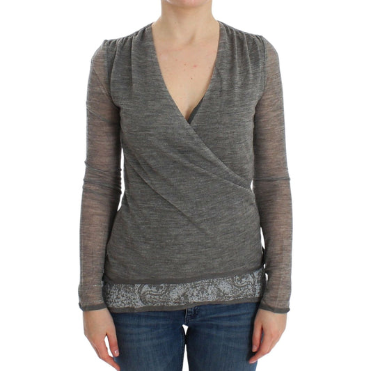 Ermanno Scervino Gray Wool Blend Stretch Long Sleeve Sweater SIG12586-2